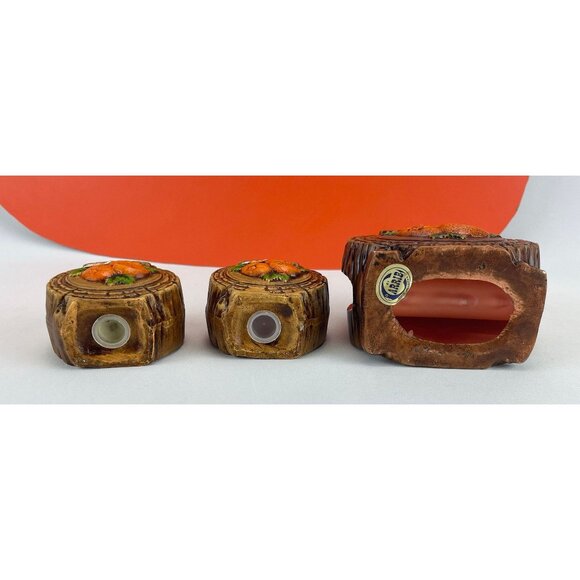 Vintage 70s salt & pepper shakers, Florida souvenirs, ceramic log shaped - Picture 9 of 10